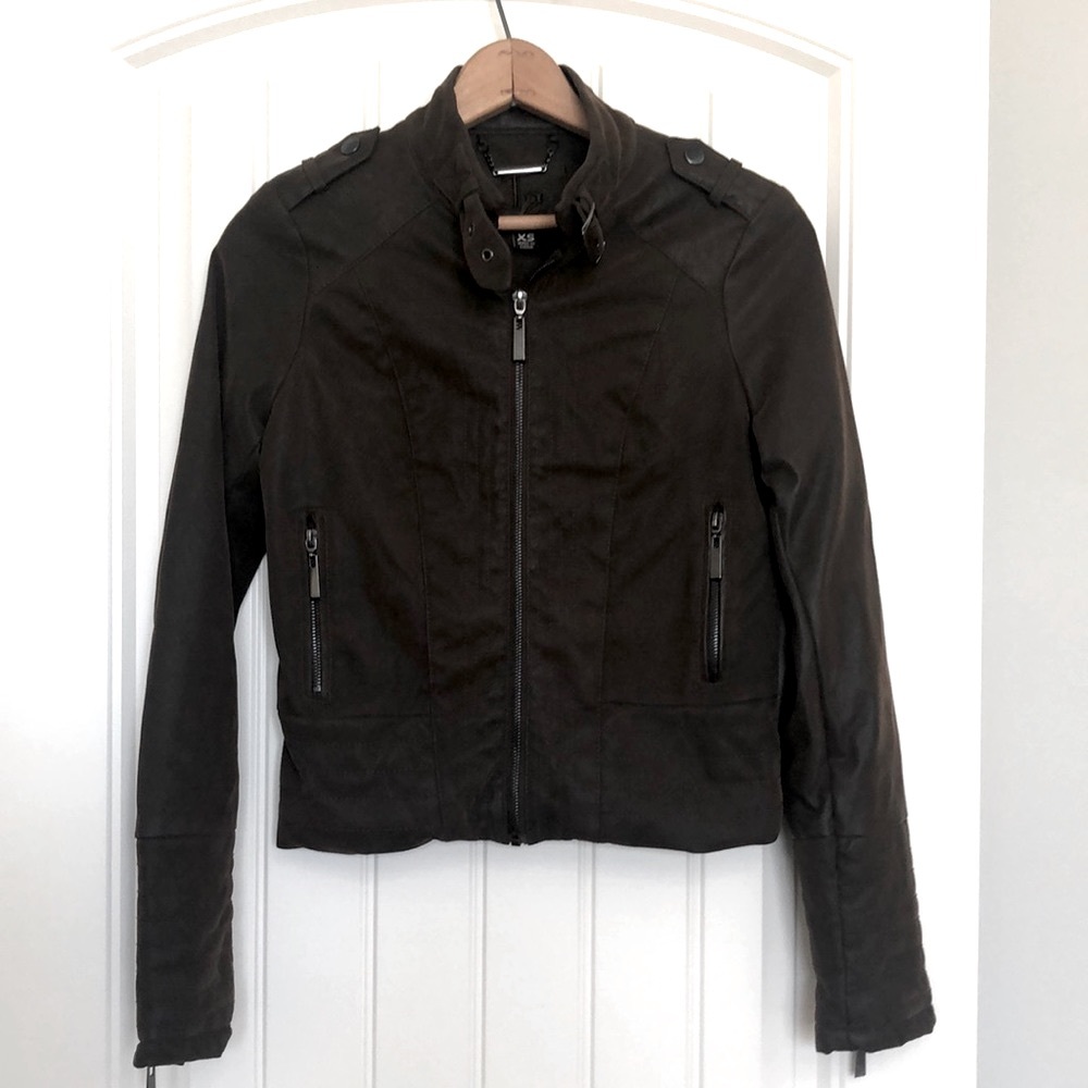 J2 faux leather brown bomber jacket